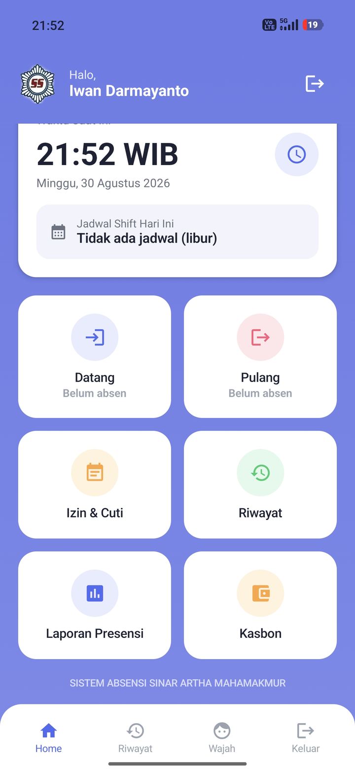 Tampilan Home setelah aplikasi berhasil dibuka