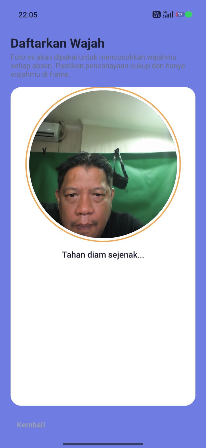 Layar daftarkan wajah
