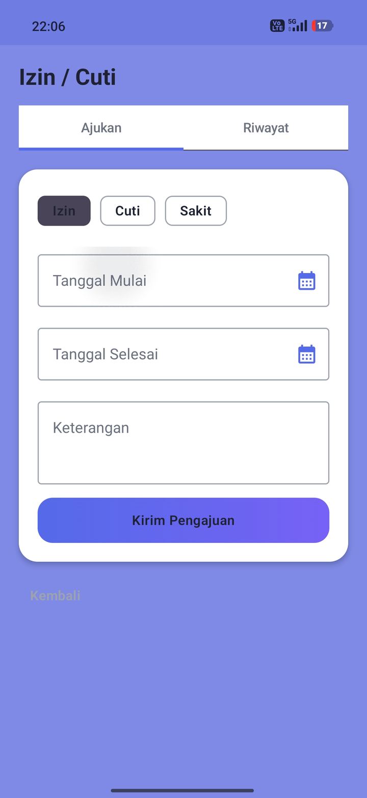 Menu Izin dan Cuti
